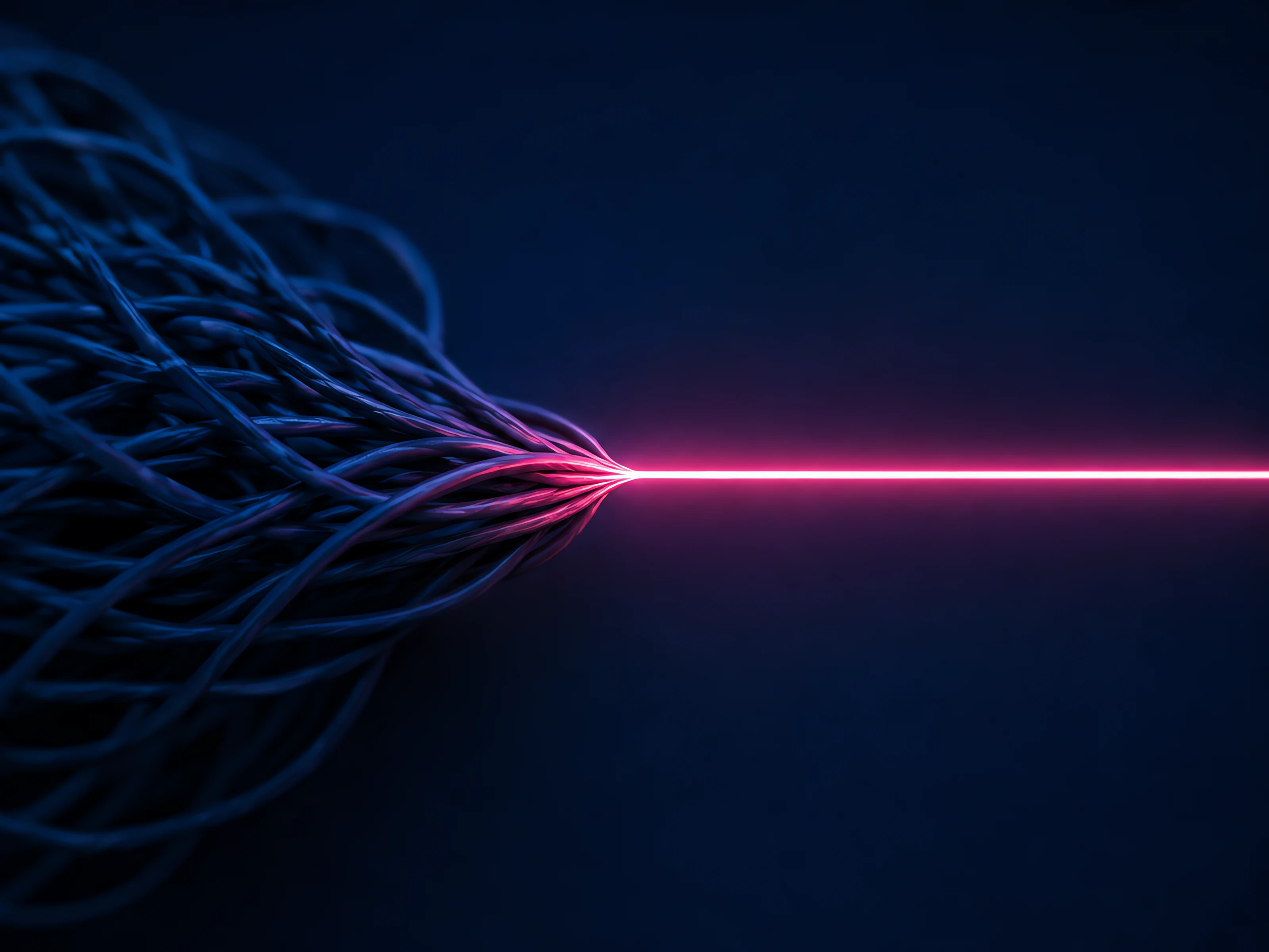 A tangled thread resolving into one clean line, symbolizing tax preparation done right